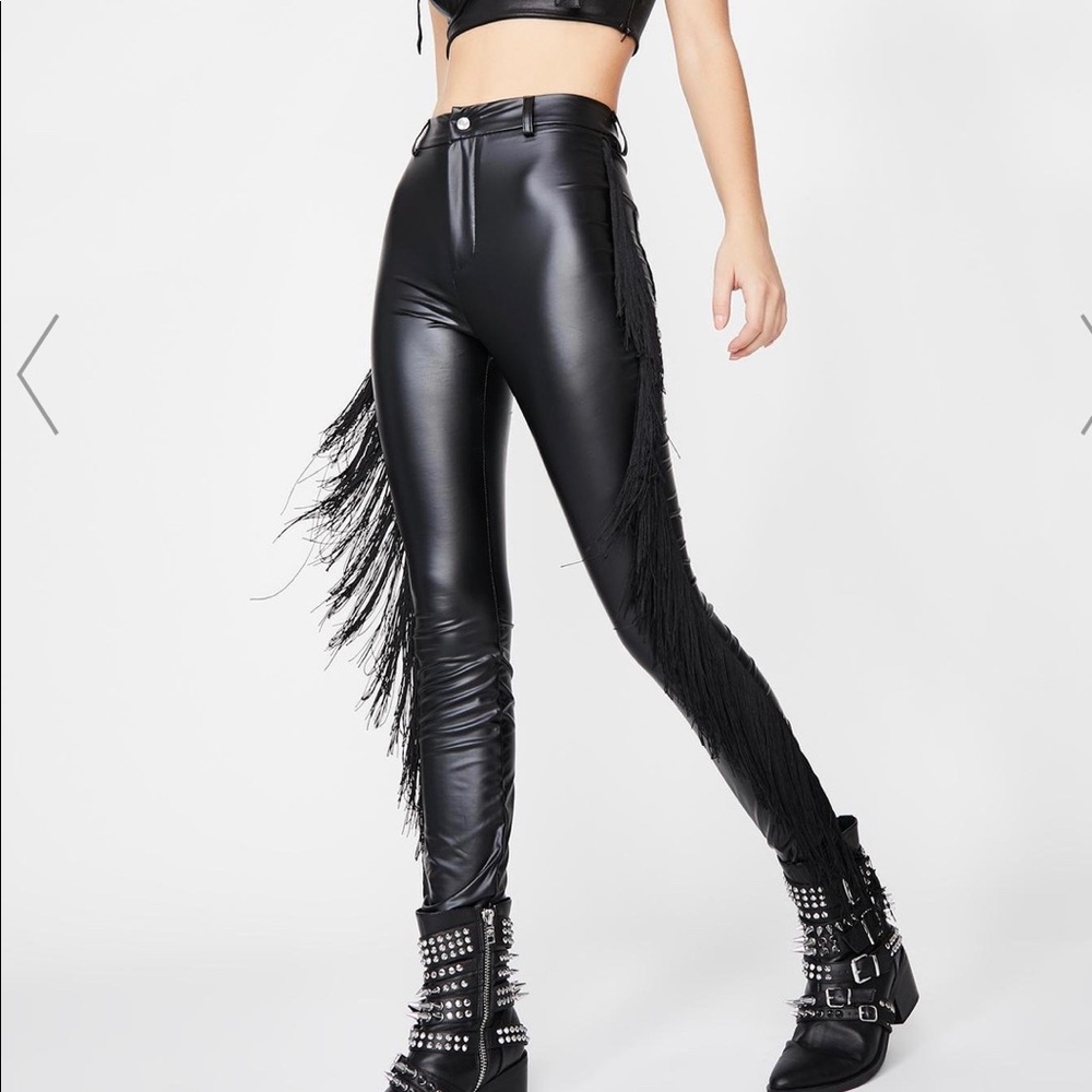 Black fringe pants
